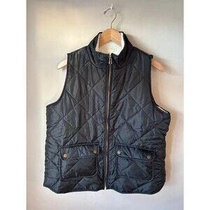 MudPie Black Quilted Sherpa Lined Vest Large